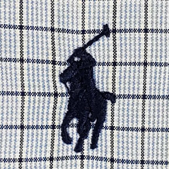 Polo Ralph Lauren Shirt Oxford Button Down Mens Size 16.5 Large LS Blue Plaid - Picture 6 of 10